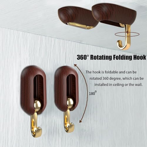 Dravina Set of 4-Brown ABS Wall Hooks Without Drilling | Strong Adhesive Hooks for Home, Kitchen, Bathroom & Office - Waterproof and No Damage to Walls - Image 3