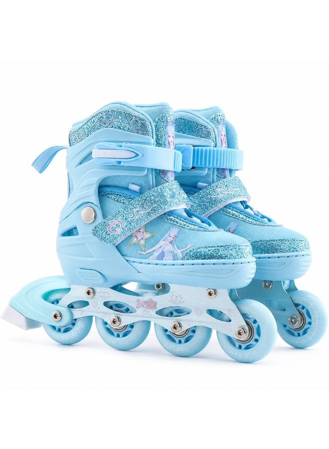 زلاجات بعجلات متراصة (Inline Skates) قابلة للتعديل للأطفال، مزودة بنظام حماية ثلاثي، ومناسبة للمبتدئين للاستخدام الداخلي والخارجي. - Image 2