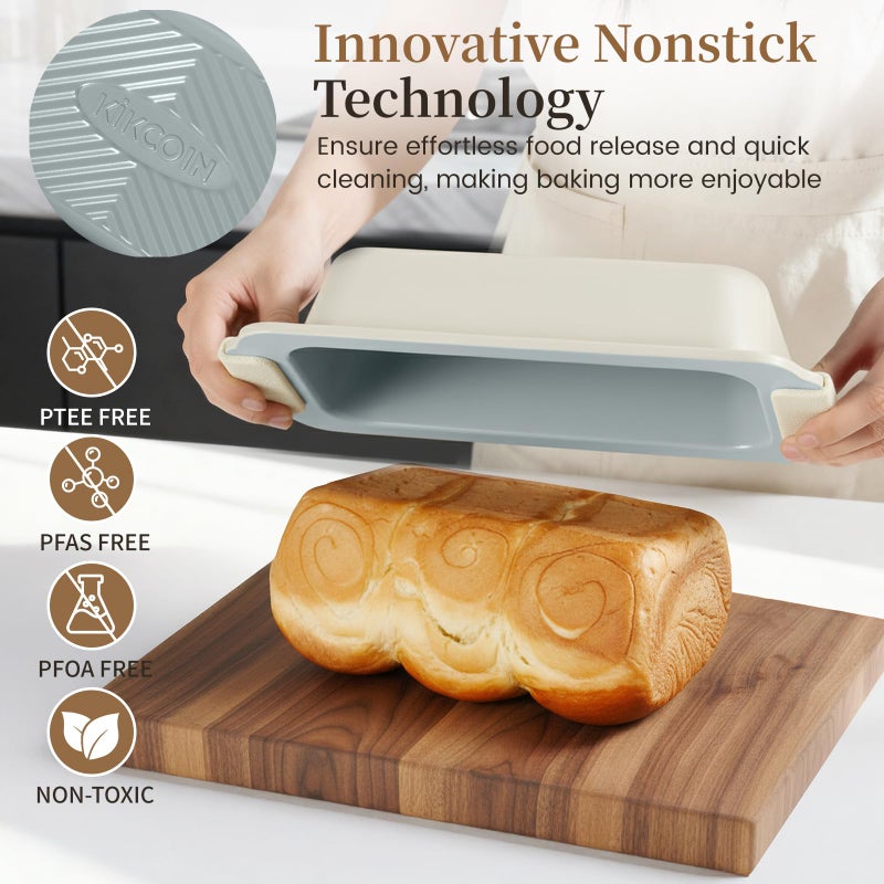 Kikcoin 25 PCS Stackable Baking Pans Set, Non-stick Bakeware Sets with Silicone Handles, 450Â°F Oven Safe Cookie Sheets for Baking, Easy Release Heavy-duty Baking Sheets Non Stick, Cream - Image 4