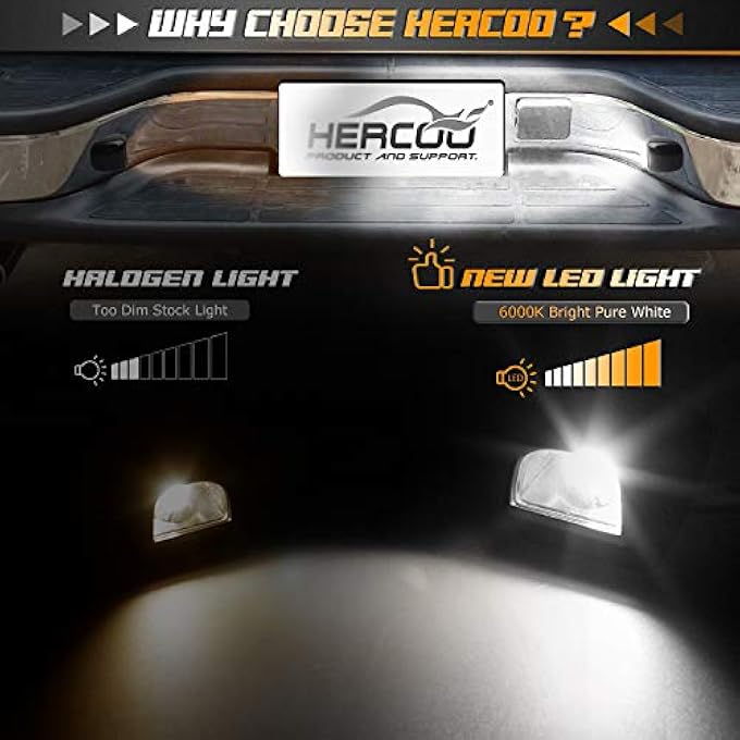 HERCOO Led License Plate Lights Cover Lens Socket Rear Lamp Wire Harness Compatible With Silverado Sierra Avalanche Suburban Escalade Yukon Gmc Cadillac - Image 5