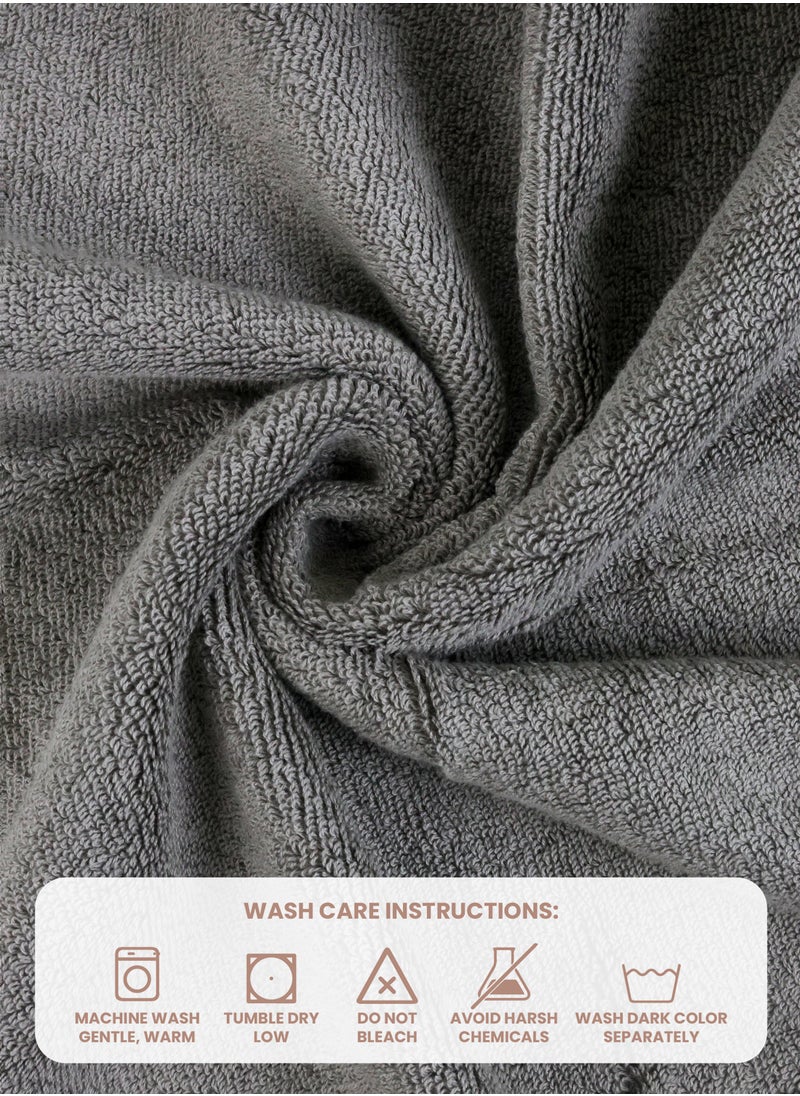 REZLAN UAE REZLAN 2-Piece Luxury Bath Towel Set - 100% Premium Cotton (70x144 cm / 27x57 inches) - DK GREY  - Image 3