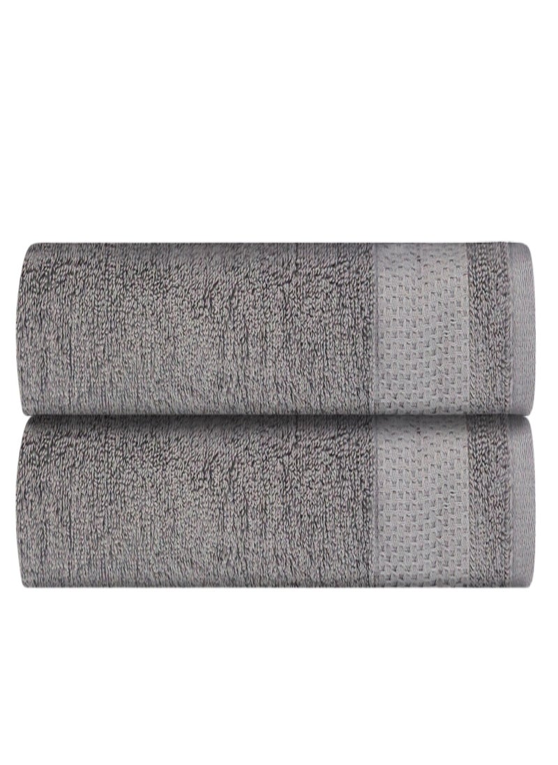 REZLAN UAE REZLAN 2-Piece Luxury Bath Towel Set - 100% Premium Cotton (70x144 cm / 27x57 inches) - DK GREY  - Image 1