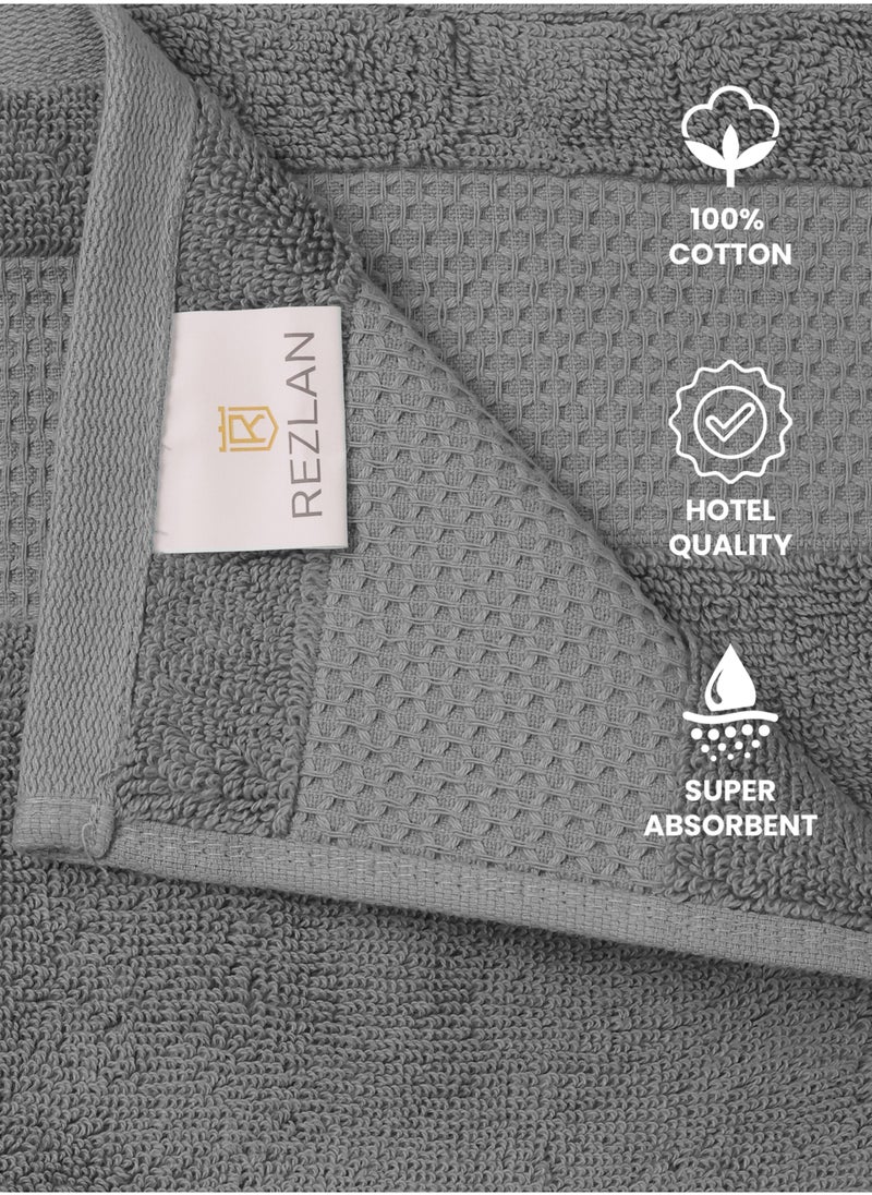 REZLAN UAE REZLAN 2-Piece Luxury Bath Towel Set - 100% Premium Cotton (70x144 cm / 27x57 inches) - DK GREY  - Image 5