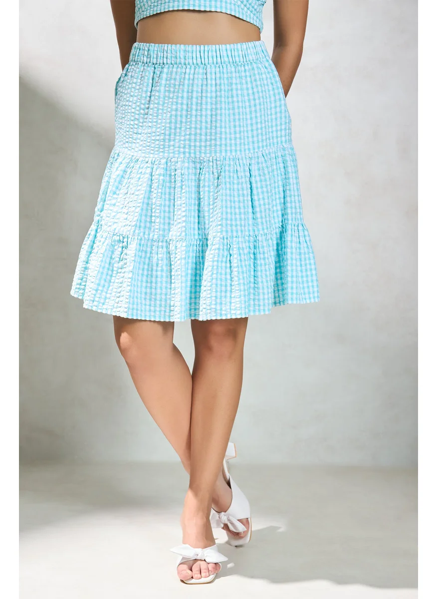 Virgio Virgio Women Cotton Mini Length Checks Skirt
