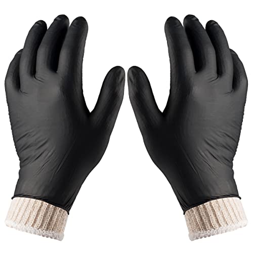 Nechtik BBQ Gloves disposable - 4 Cotton Glove Liners and 100 Disposable Gloves - Machine Washable Cotton Liners - Powder Free, Latex Free Black Nitrile Gloves (100, XL) - Image 1