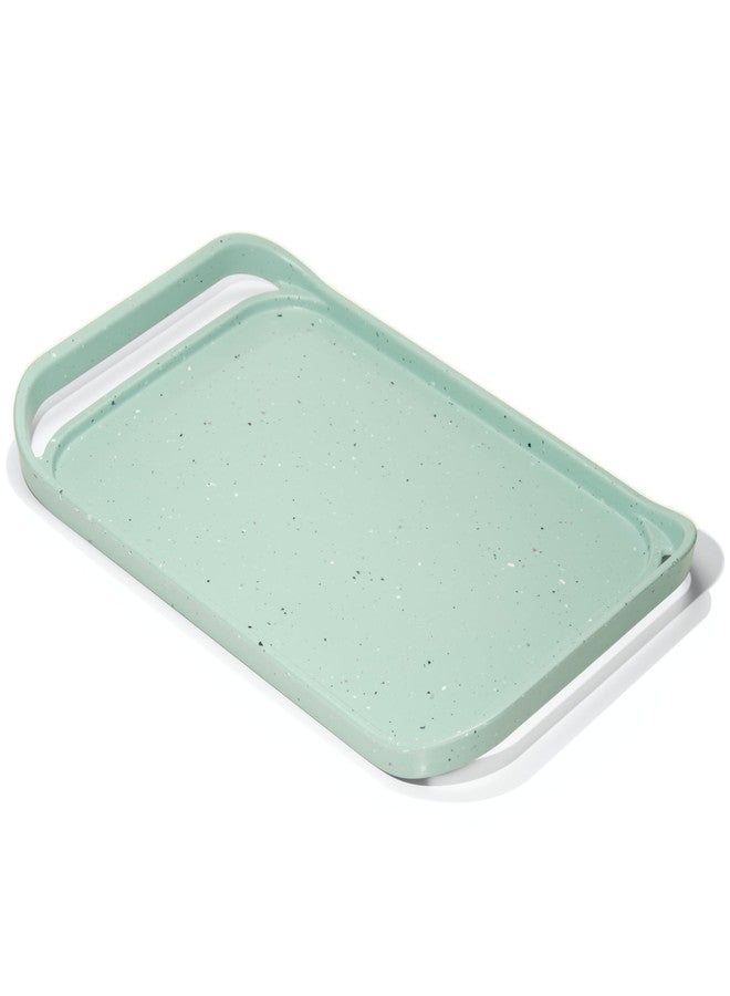 LINE+ARC Waterproof, Easy-to-Clean, 18"x12" Serving Tray Extra Large Handles (Mint) 100% Food-Grade Melamine for Breakfast, Dinner, Bed, Tea, Crafts, Decorative, TV, Couch, Outdoor, Patio - Image 1