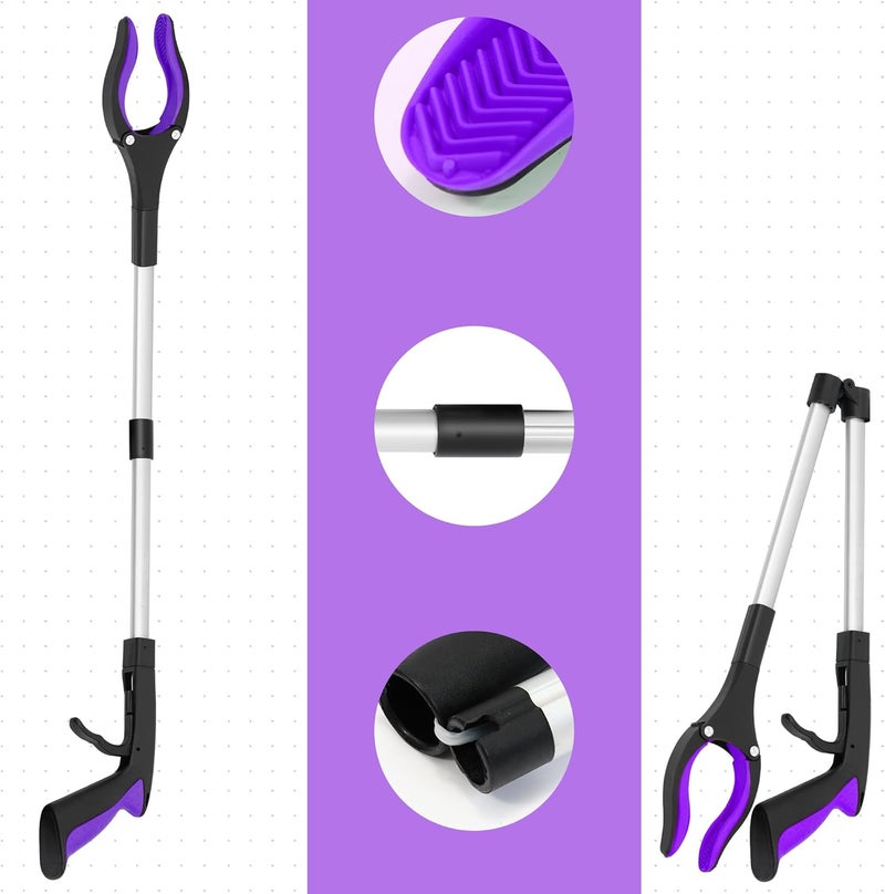 GrabRunner Grabber Reacher Tool - 32” Reacher Grabber Tool with Strong Magnetic and Swivel Head - FDA Registered Heavy Duty Pick Up Stick Grabbers for Seniors, Trash, Surgery Recovery Must Haves Gifts(Purple) - Image 5