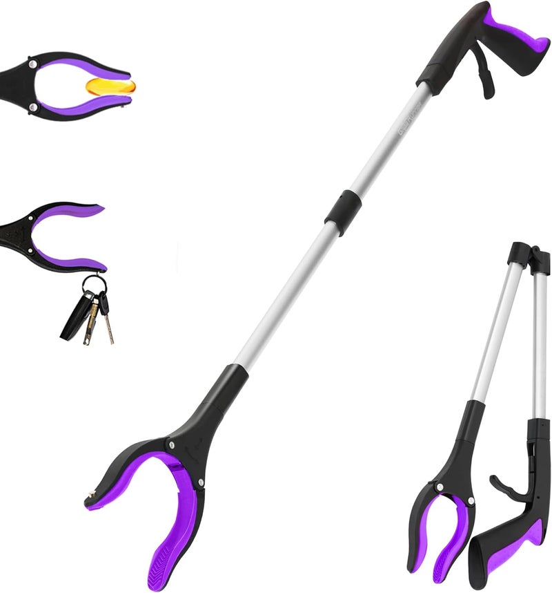 GrabRunner Grabber Reacher Tool - 32” Reacher Grabber Tool with Strong Magnetic and Swivel Head - FDA Registered Heavy Duty Pick Up Stick Grabbers for Seniors, Trash, Surgery Recovery Must Haves Gifts(Purple) - Image 1