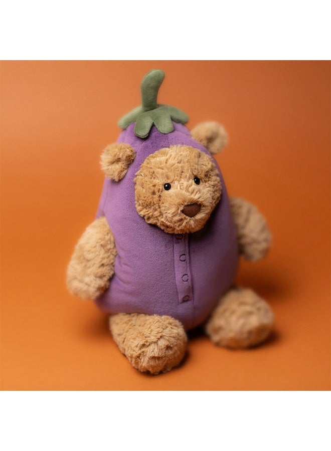 Jellycat دب بارثولوميو بالأرجواني 30 سم لعبة قماشية ناعمة - دب توفي لطيف في زي أرجواني قابل للإزالة، قبعة جذعية لطيفة، لعبة قماشية قابلة للجمع للأطفال والهدايا، ارتفاع الجلوس 25 سم - Image 2