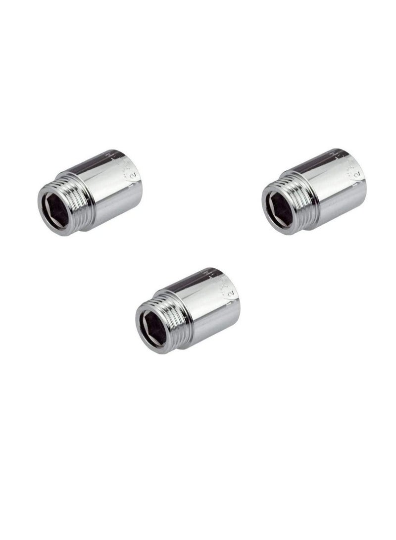 حلمة تمديد كروم عالية الجودة ذكر إلى أنثى 1/2 بوصة أنبوب قياسي بريطاني (BSP) أحجام مختلفة لأنبوب التمديد الذي يسمح بتمديد أي تركيب في الارتفاع - عبوة من 3 (1/2 × 20 مم) - Image 1