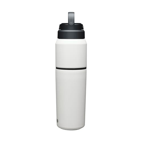 CamelBak MultiBev Water Bottle & Travel Cup – Vacuum Insulated Stainless Steel – White – 22oz bottle & 16oz cup - Image 4