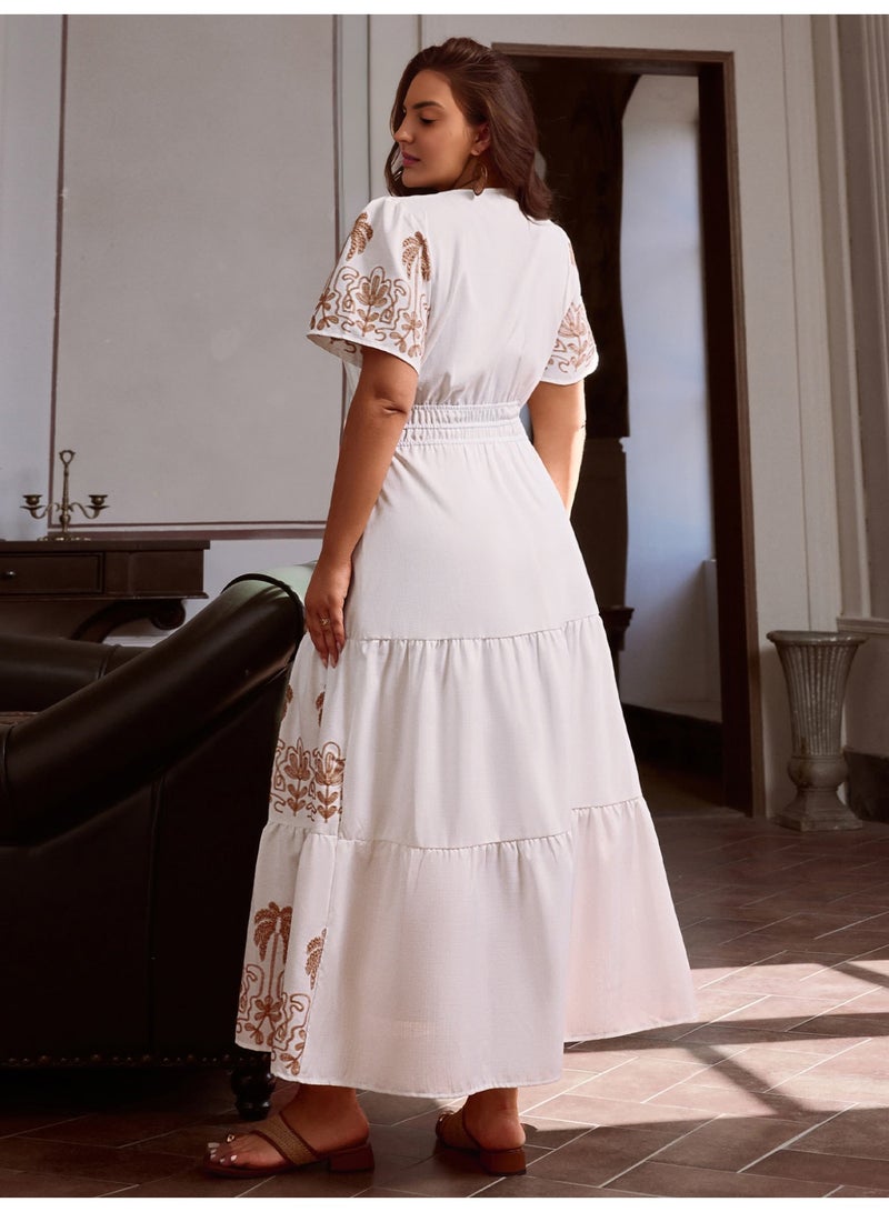 SIMPLEE Women's Summer Elegant DressLight & Comfortable Lightweight Cotton Blend Perfect for Outings - Image 3