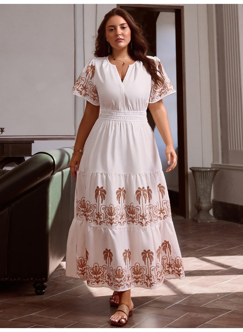 SIMPLEE Women's Summer Elegant DressLight & Comfortable Lightweight Cotton Blend Perfect for Outings - Image 2