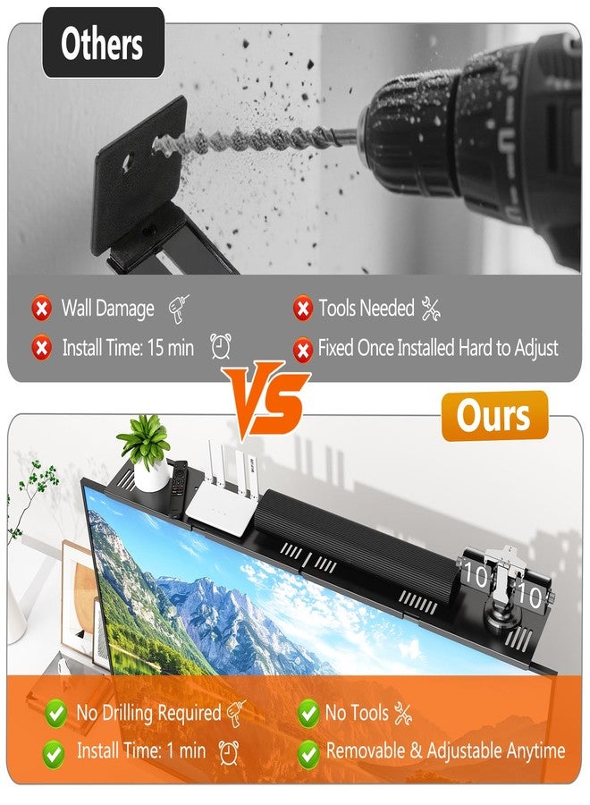 CUISIBOT Soundbar Mount, No Drilling Steel TV Top Shelf Fits Most of Sound Bars Up to 15 Lbs, Universal Sound Bar TV Mount Bracket, Sound Bar Stand Compatible with Samsung, Sony, LG,Bose, 33.8x4.7inch - Image 2