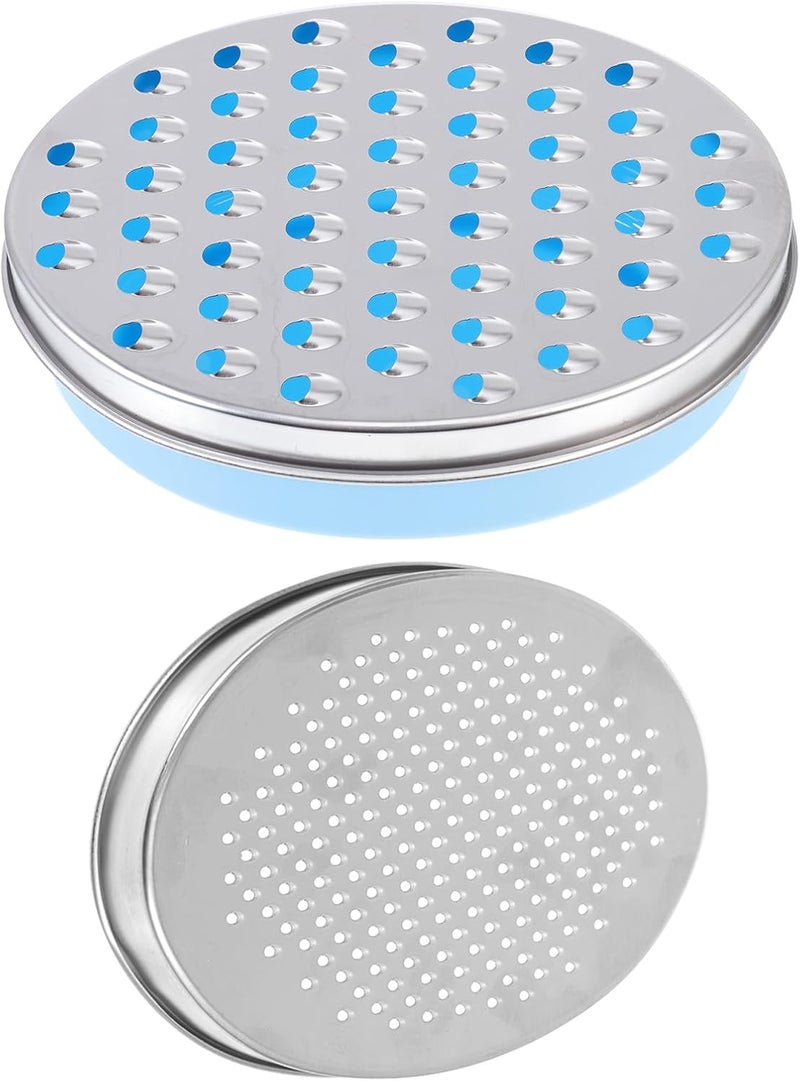 Handheld Cheese Slicer and Shaver with Dual Stainless Steel Blades, Light Blue Oval Plastic Cheese Cutter for Kitchen and Household Use, 2pcs Set - Image 1
