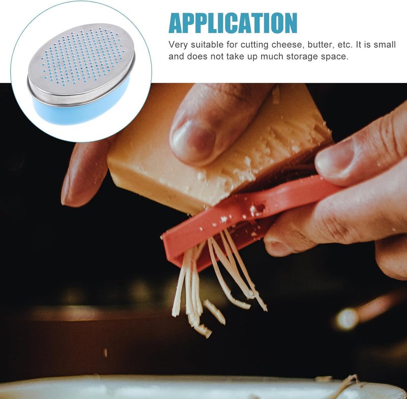 Handheld Cheese Slicer and Shaver with Dual Stainless Steel Blades, Light Blue Oval Plastic Cheese Cutter for Kitchen and Household Use, 2pcs Set - Image 3