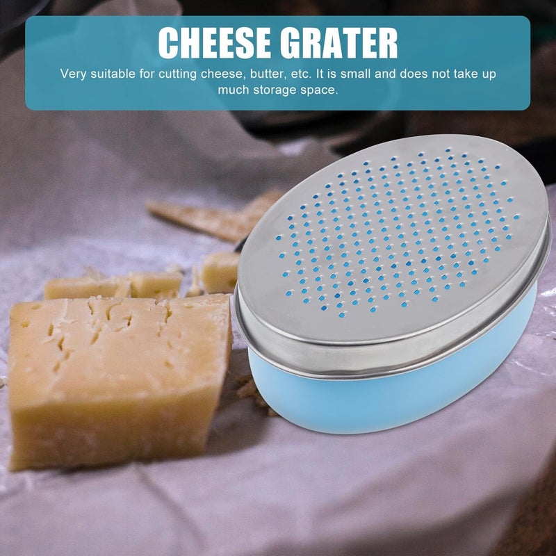Handheld Cheese Slicer and Shaver with Dual Stainless Steel Blades, Light Blue Oval Plastic Cheese Cutter for Kitchen and Household Use, 2pcs Set - Image 4
