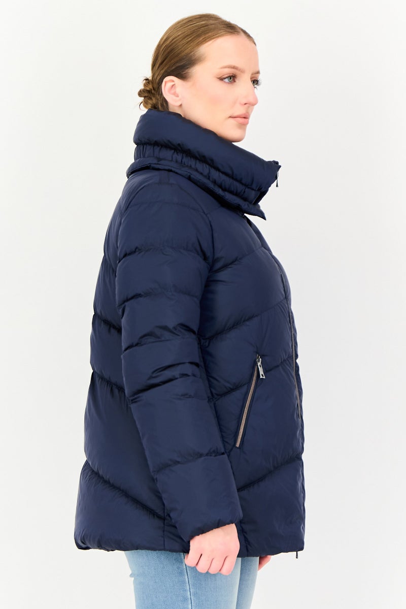 GEOX Women Quilted Puffer Jacket, Dark Navy - Image 4