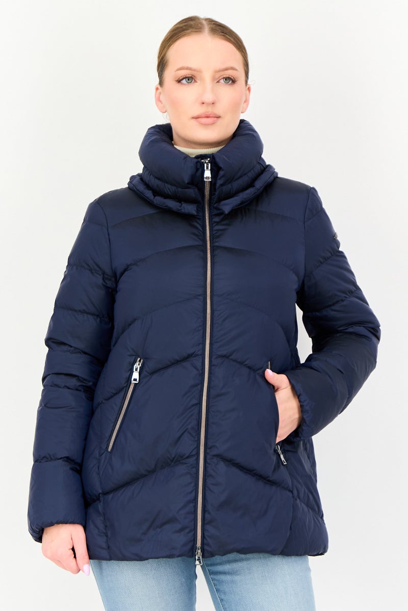 GEOX Women Quilted Puffer Jacket, Dark Navy - Image 1