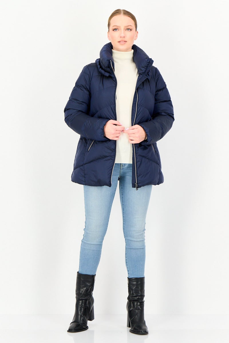 GEOX Women Quilted Puffer Jacket, Dark Navy - Image 2