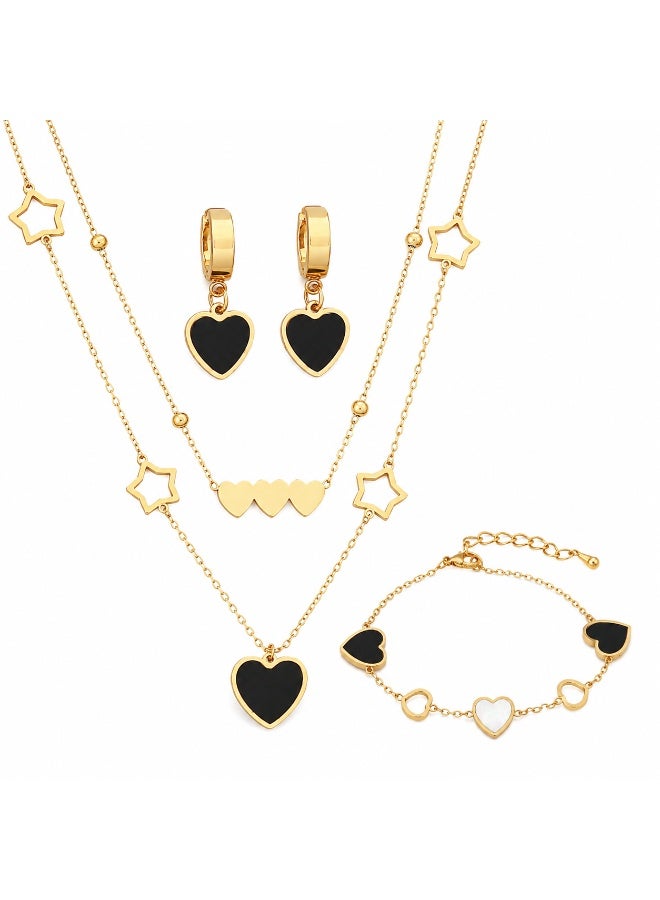 Zoria  Royale Zoria Royale Gold-Tone Black Heart & Star Jewelry Set - Image 1