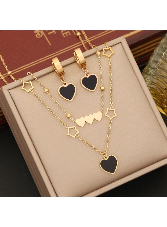 Zoria  Royale Zoria Royale Gold-Tone Black Heart & Star Jewelry Set - Image 3