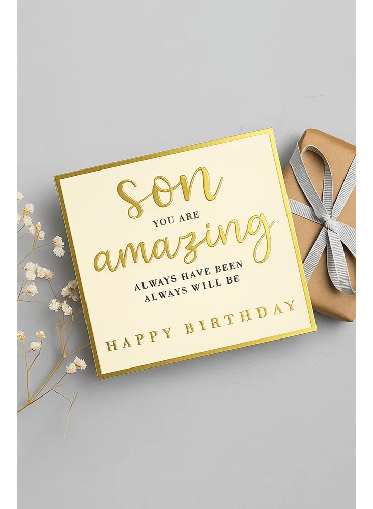Share the Love Son You Are Amazing Foil Greeting Card – Elegant Luxury Card with Shiny Foil Design, Perfect for Birthday, Graduation, Congratulations & Special Occasions