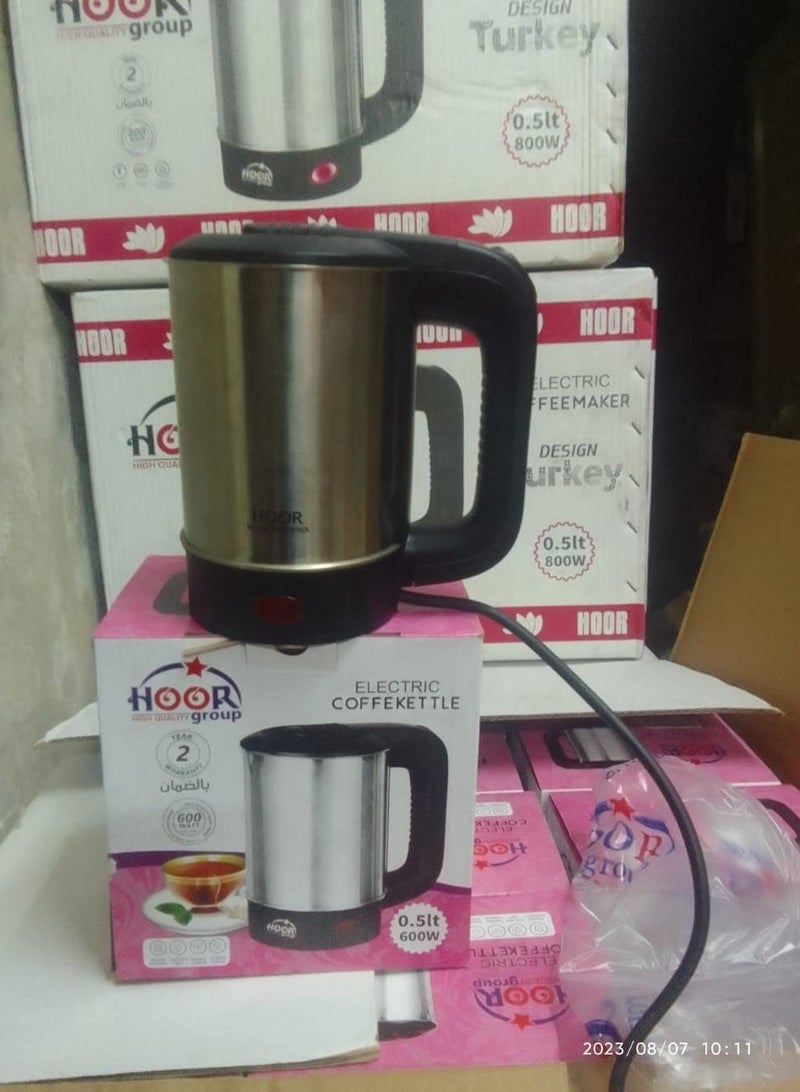 حور غلاية كهربائية صغيرة من حور من الستانلس ستيل بسعة 0.5 لتر، 600واط غلاية مياه محمولة للسفر - Image 4