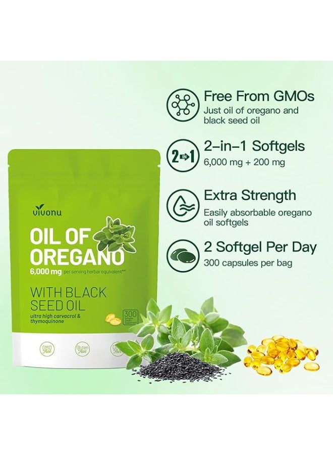عش الآن زيت الأوريجانو مع زيت الحبة السوداء من VIVONU – كبسولات عضوية بالكارفاكرول والثيموكينون – دعم الهضم والمناعة والصحة – 300 كبسولة - Image 3