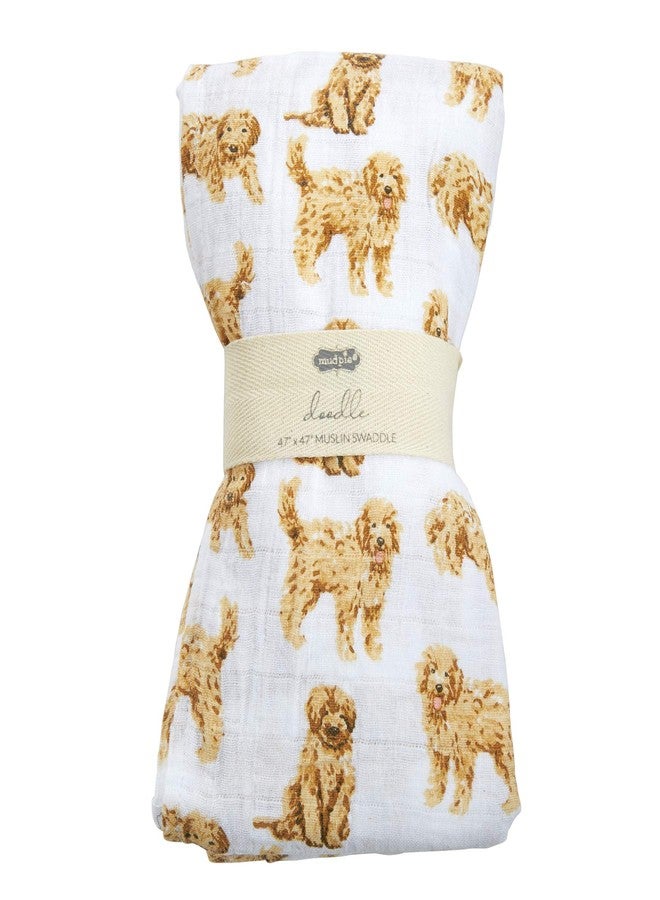 Mud Pie Golden Doodle Print Baby Swaddle Blanket, 47" x 47", - Image 1