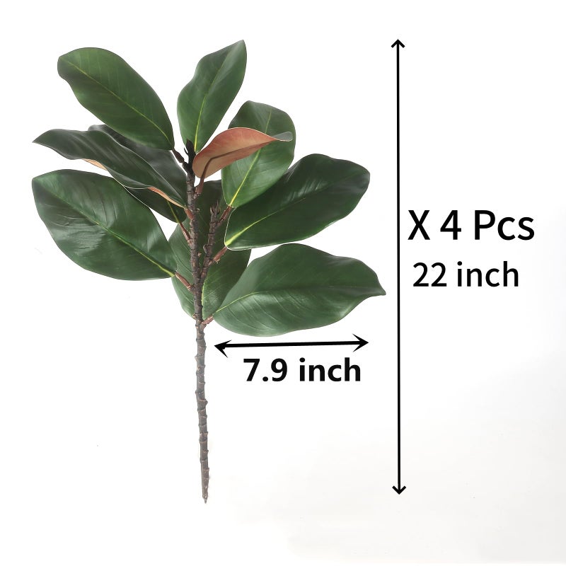 COTSEN 4 Pcs Artificial Magnolia Leaves Branches 22inch 3D Fake Magnolia Leaves Plant for Office Family Indoor Outdoor Decor - Image 2