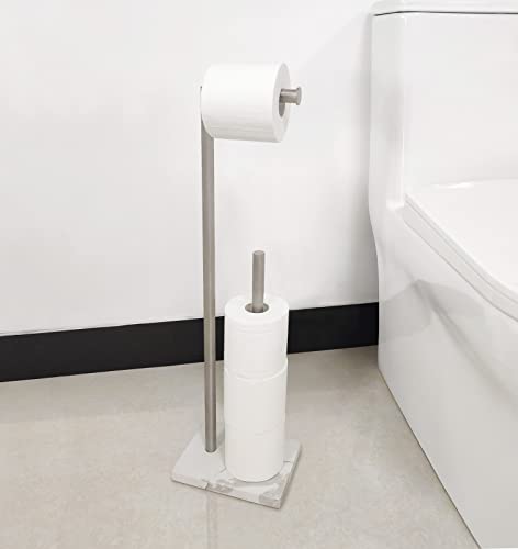 Gzila Free Standing Toilet Paper Holder Stand with Reserve, Heavy Weighted Marble Base Design, Bathroom Stands Tissue Rolls Holder, 304 Stainless Steel Brushed Nickel - Image 3