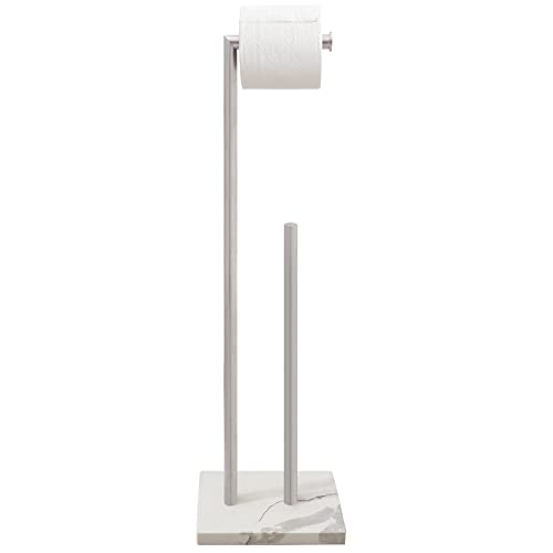 Gzila Free Standing Toilet Paper Holder Stand with Reserve, Heavy Weighted Marble Base Design, Bathroom Stands Tissue Rolls Holder, 304 Stainless Steel Brushed Nickel - Image 1