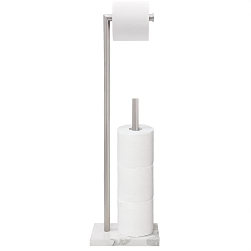 Gzila Free Standing Toilet Paper Holder Stand with Reserve, Heavy Weighted Marble Base Design, Bathroom Stands Tissue Rolls Holder, 304 Stainless Steel Brushed Nickel - Image 2