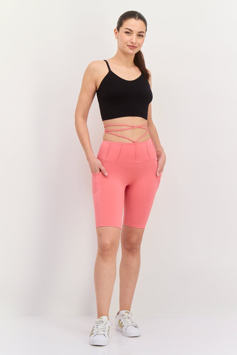 GUESS Women Sportswear Fit Brand Logo Trainingt Shorts, Pink  - Image 4