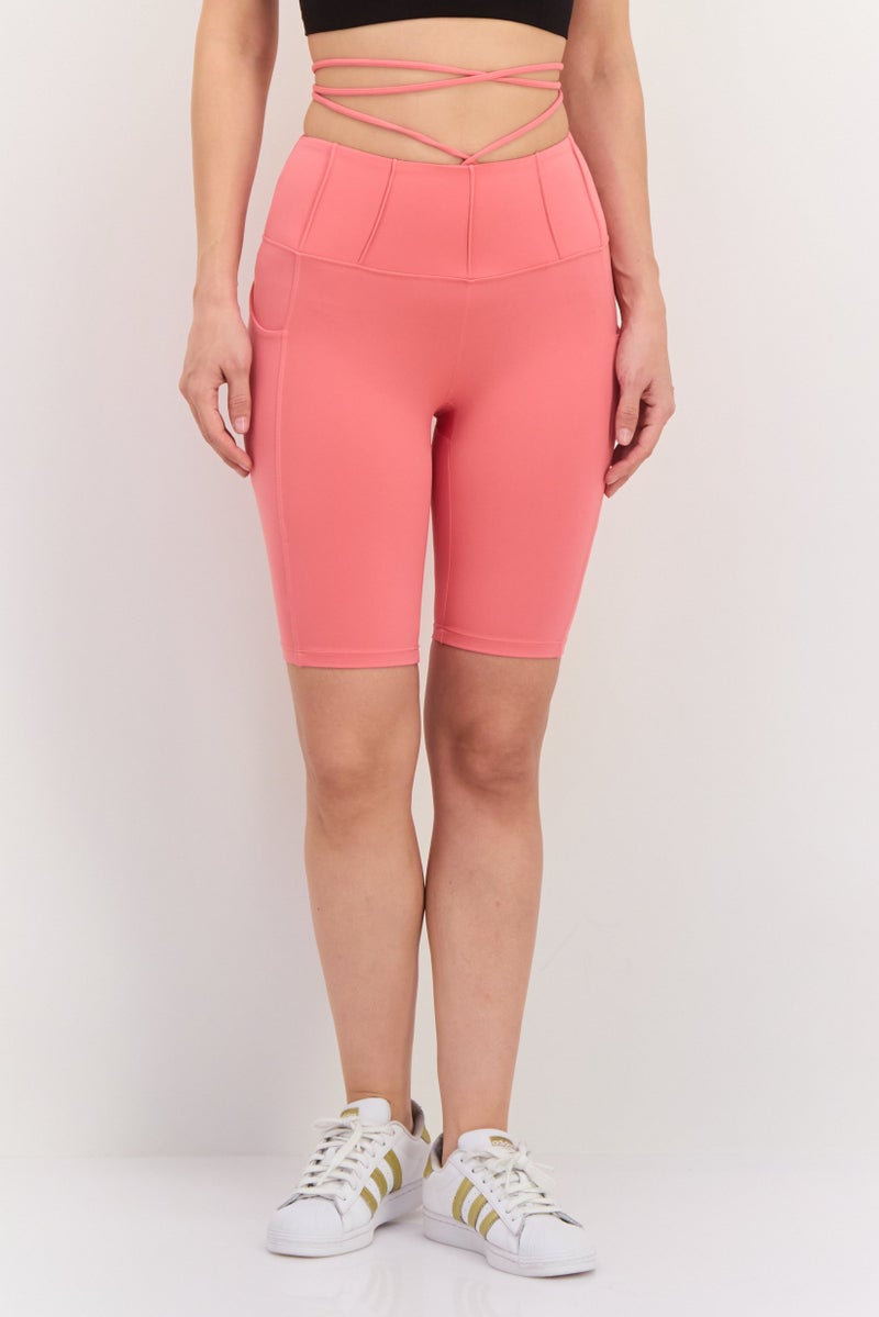 GUESS Women Sportswear Fit Brand Logo Trainingt Shorts, Pink  - Image 1