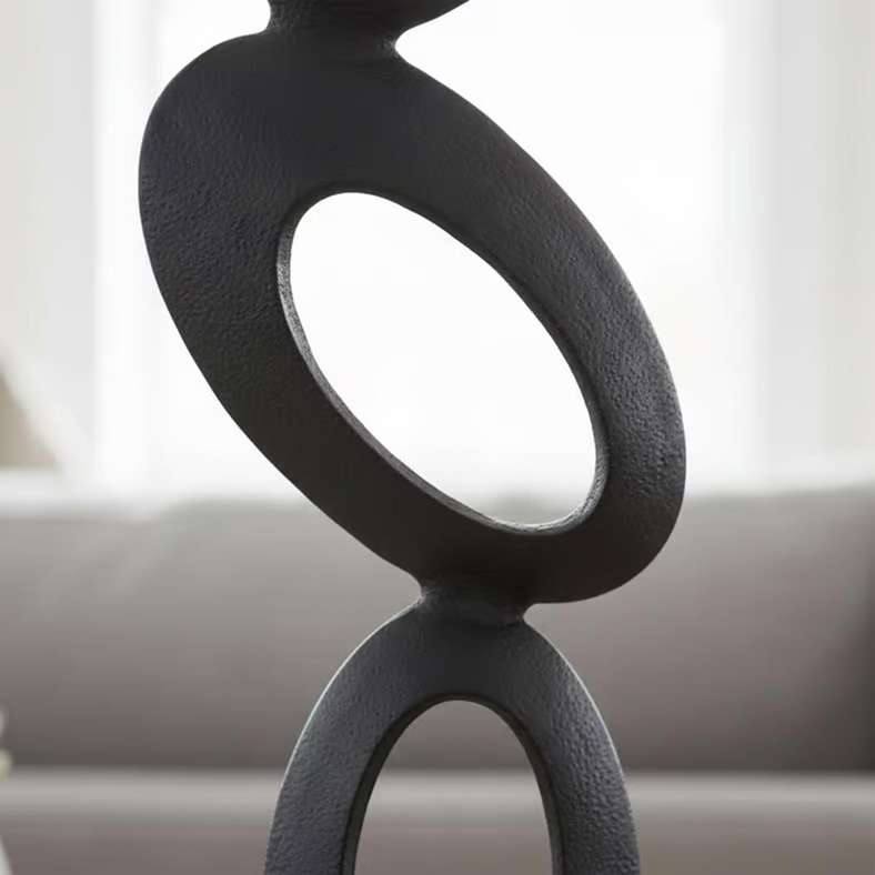 Pan Home Black Metal Circle Stacked Sculpture - Image 2