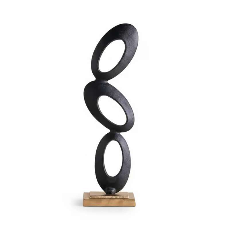 Pan Home Black Metal Circle Stacked Sculpture - Image 4
