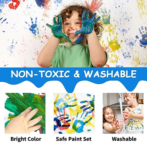 ABEIER Washable Finger Paint for Toddlers, Safe Non-Toxic, 12 x 2oz Vibrant Colors, Baby Safe Paint for Hand and Feet, Mess Free Art Supplies for Kids, Preschool Learning Gifts, Ages 1-3 4 5 6+ - Image 3