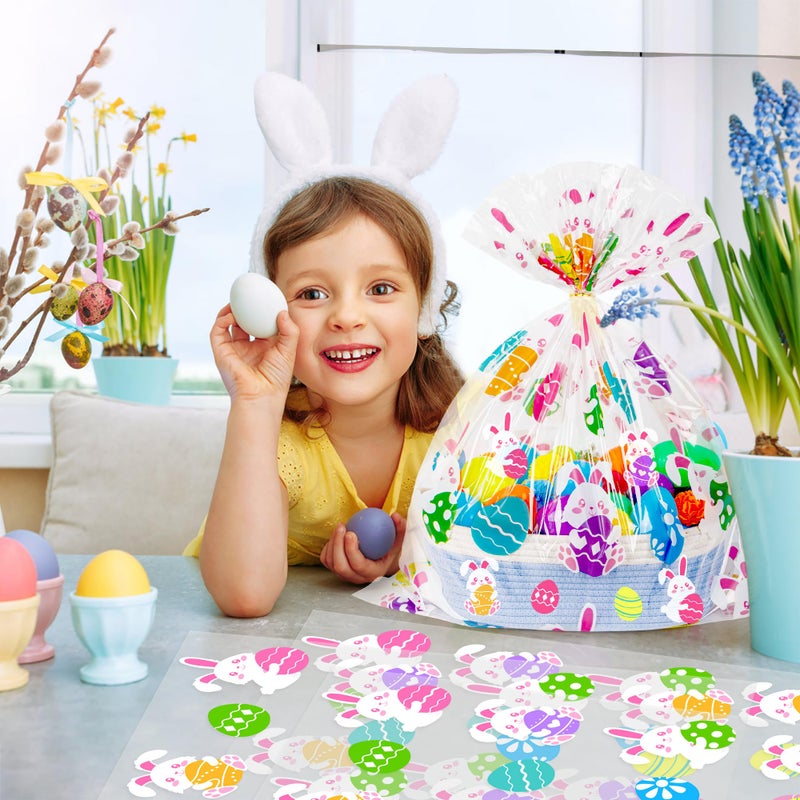CUDICY Easter Bags 10pcs Large Cellophane Bags 24x30 Inch Cellophane Wrap for Gift Baskets Plastic Gift Wrapping Clear Gift Bags (Easter eggs, Bunny) - Image 5