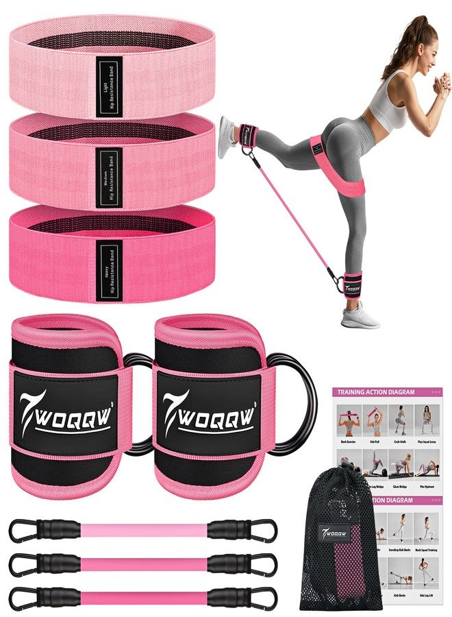 WOQQW Resistance Bands Set - Ankle Resistance Bands with Cuffs for Legs & Glute Workout, Fabric Booty Bands for Women, Home Gym Exercise Equipment for Hip, Pilates, Fitness, Yoga, Physical Therapy - Image 1