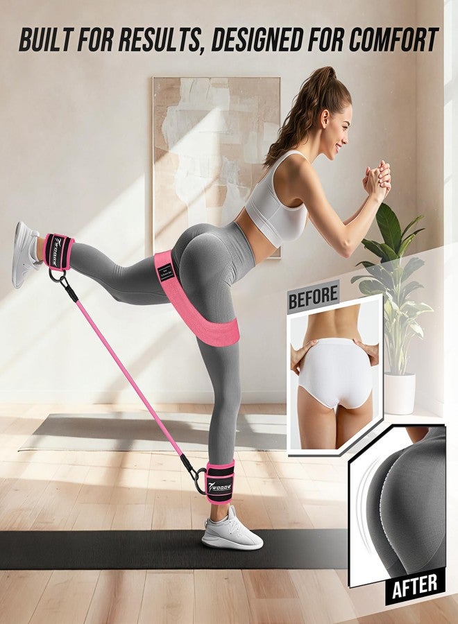 WOQQW Resistance Bands Set - Ankle Resistance Bands with Cuffs for Legs & Glute Workout, Fabric Booty Bands for Women, Home Gym Exercise Equipment for Hip, Pilates, Fitness, Yoga, Physical Therapy - Image 2