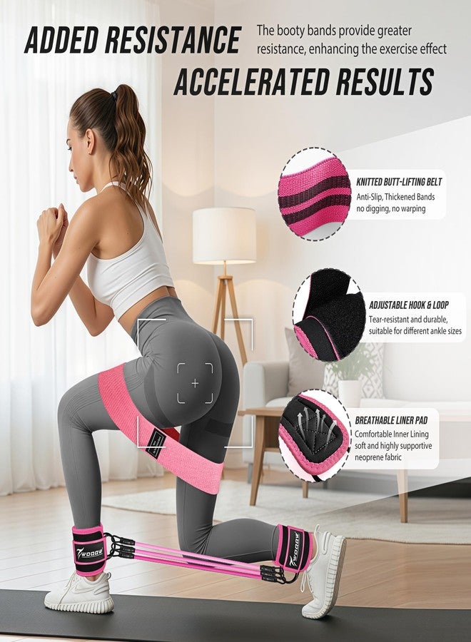 WOQQW Resistance Bands Set - Ankle Resistance Bands with Cuffs for Legs & Glute Workout, Fabric Booty Bands for Women, Home Gym Exercise Equipment for Hip, Pilates, Fitness, Yoga, Physical Therapy - Image 3