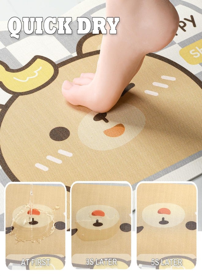 Tyrafry Cute Animal Bath Mat, Non-Slip Bathroom Rug, Quick Dry & Absorbent Microfiber Bath Rug, Lovely Floor Mat for Tub, Shower, Sink Side, Grey, Bear, 17"x25" - Image 4