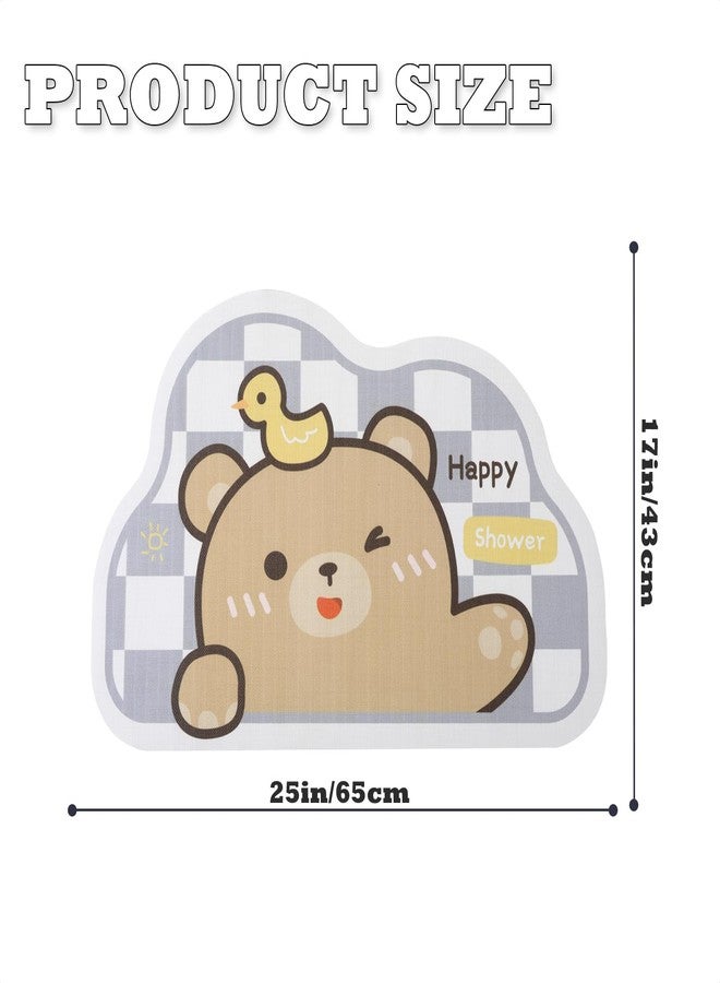 Tyrafry Cute Animal Bath Mat, Non-Slip Bathroom Rug, Quick Dry & Absorbent Microfiber Bath Rug, Lovely Floor Mat for Tub, Shower, Sink Side, Grey, Bear, 17"x25" - Image 3