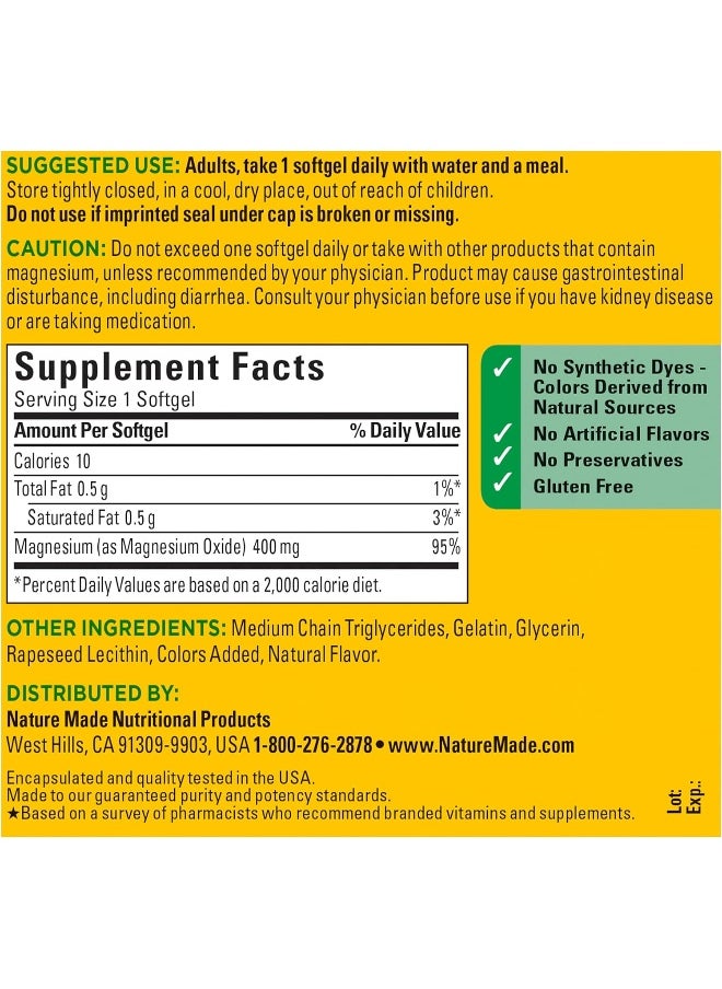 Nature Made Nature Made Extra Strength Magnesium Oxide 400 mg, Dietary Supplement for Muscle Support, 110 Count  - Image 4