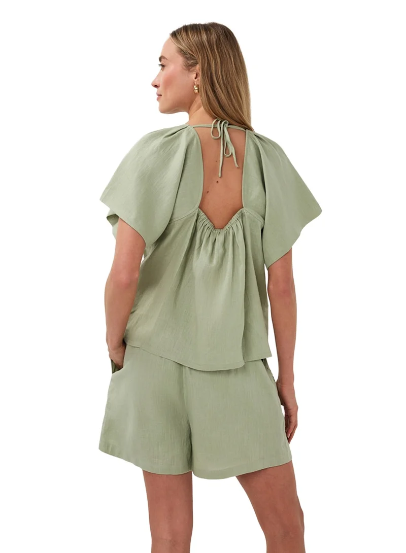 قرش Esqualo Blouse Back Detail Linen