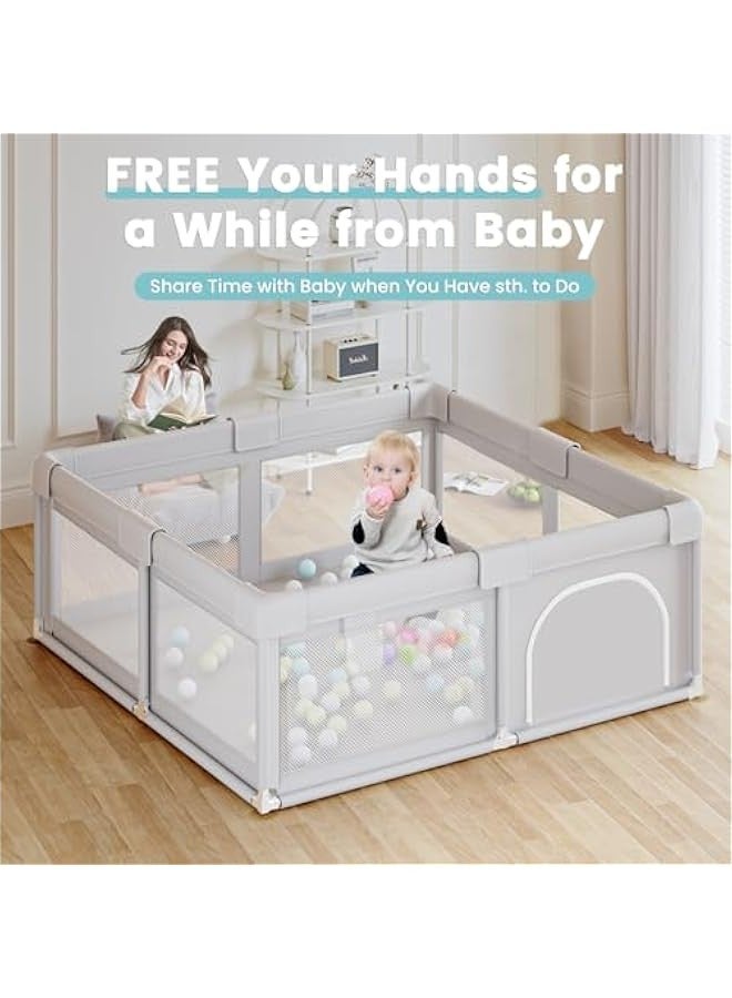 Beauenty Baby Playpen 120*180cm, Play Pens for Babies and Toddlers Baby Fence Baby Play Yards for Indoor & Outdoor with Breathable Mesh Anti-Fall Playpen - Image 2