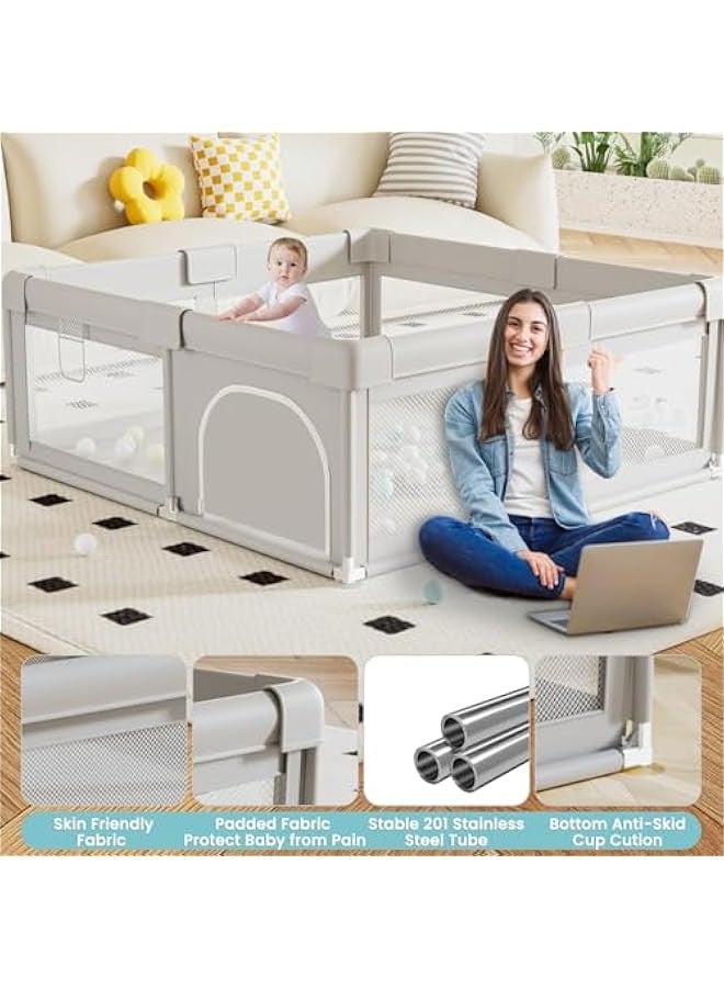Beauenty Baby Playpen 120*180cm, Play Pens for Babies and Toddlers Baby Fence Baby Play Yards for Indoor & Outdoor with Breathable Mesh Anti-Fall Playpen - Image 5