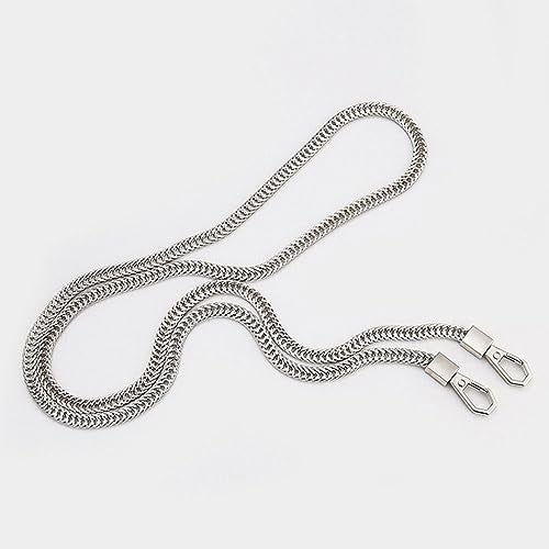 Tia Premium Purse Shoulder Bag Chain Strap Handle, Handbag Purse Chain Replacement, Purse, Clutch Making, Decoration & DIY (Silver Premium Flat Chain with Heavy Hexa Hook-120Cm-1 Pc) - Image 3